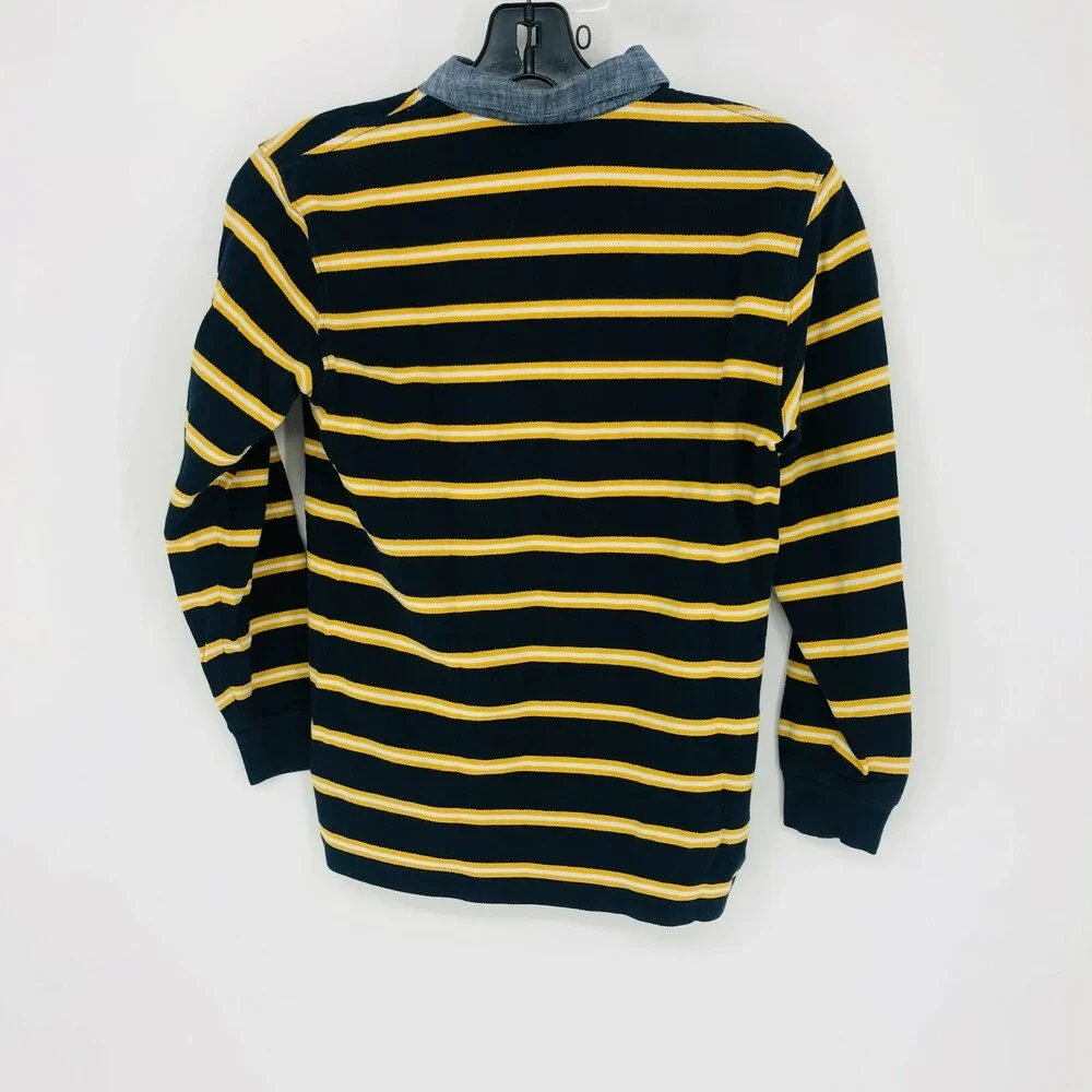 2PC- Brooks Brothers Boys Stripe Rugby Cotton Collared Long Sleeve Shirt Size M
